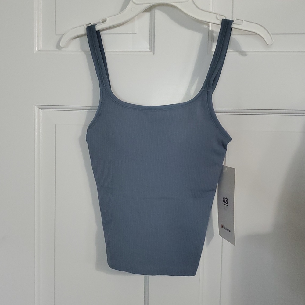 NWT Lululemon Ebb To Street Scoop Cropped Tank B/C Steele Blue Sz 2